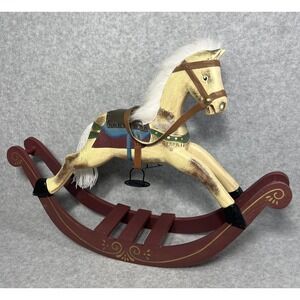 Wooden Rocking Horse 15" Folk‎ Art Hand Painted Decor Toy Christmas Victorian
